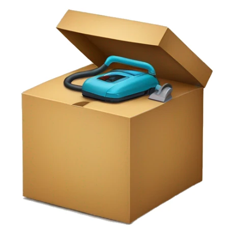 a present box half way open on the top and has BISSELL vacuum cleaner inside sticker