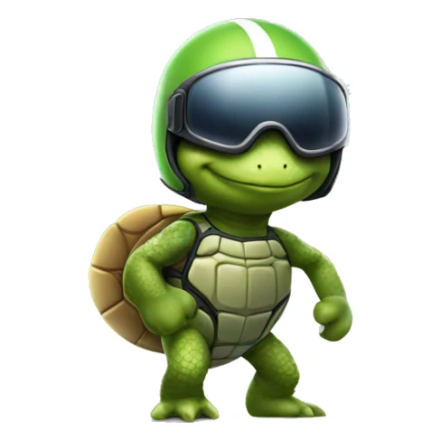 turtle racer wearing helmet and taking like an f1 pose sticker