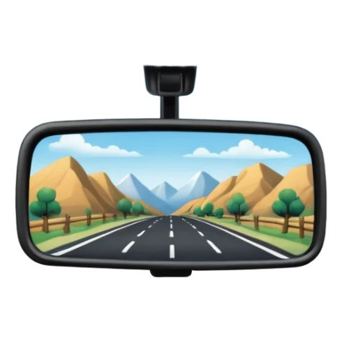 Full scenery in the rearview mirror of a truck sticker