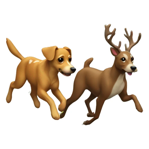 Dogs running a deer in the woods sticker