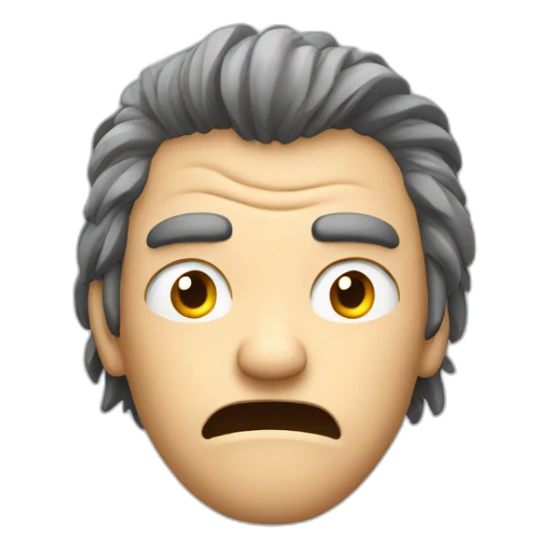 A man that is very angry. His hands are between his hairs and want to pull his hairs sticker