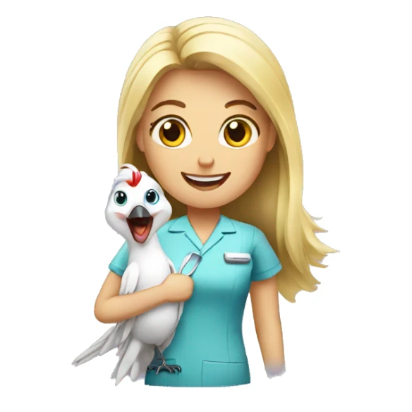 blonde dentist with cockatiel on her arm sticker