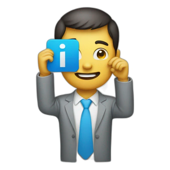 A man who holding LinkedIn logo over his head sticker