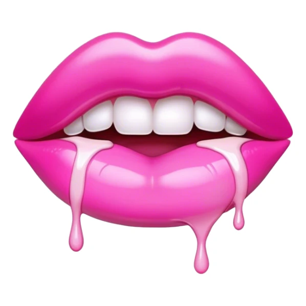 Floating pink glossy lip with dripping white paint sticker
