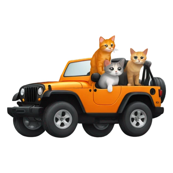 Orange cat and gray cat in a black jeep sticker