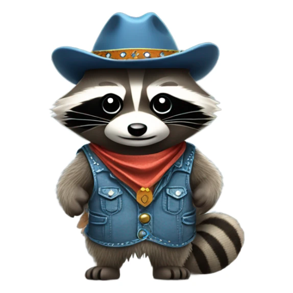 A raccoon with a cowboy outfit sticker
