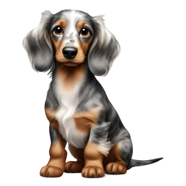 Tri Merle long haired Dachshund Puppy full body sticker