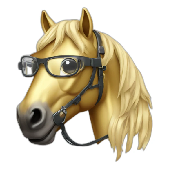 Mechanical golden horse wearing glasses sticker