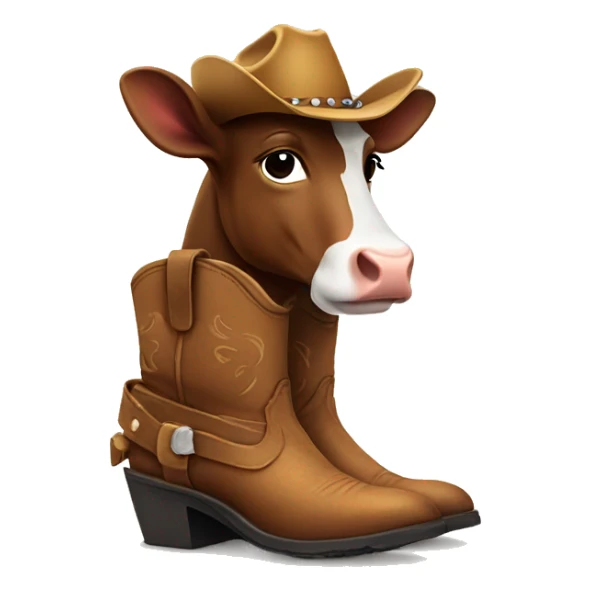 Cow wearing cowboy boots sticker