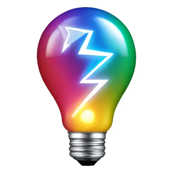 Favicon logo combining a light bulb with a lightning bolt showing in place of the filament for a guessing game website with color sticker