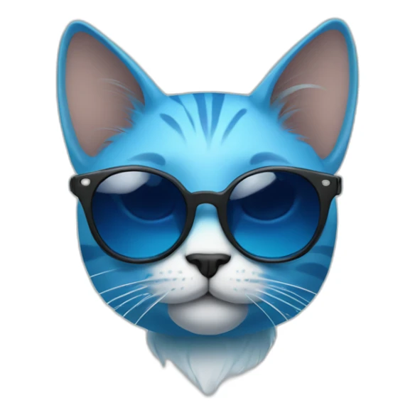 a blue kawaï cat round ears wearing sunglasses sticker