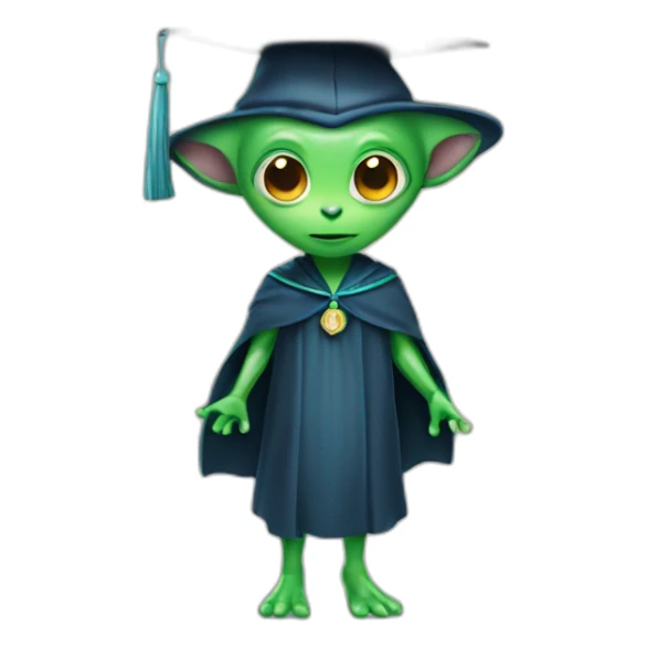 cutie alien whole body with a college mortarboard sticker