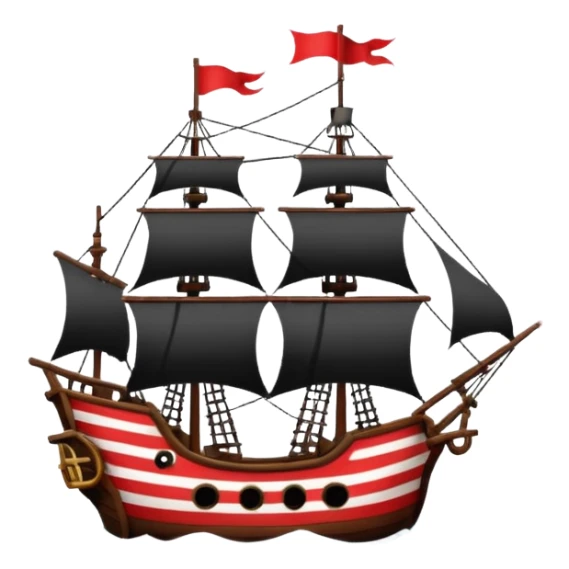 red and white lines pirate ships sticker