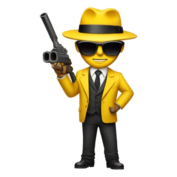 yellow suit mafia with bazooka and sunglasses sticker