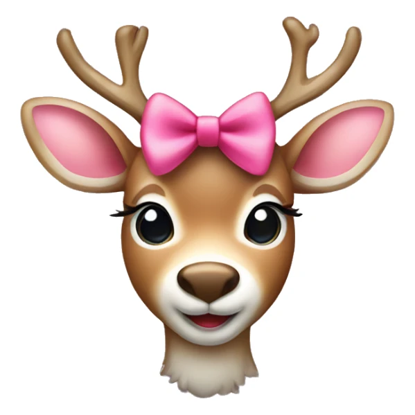 cute feminine reindeer deer with pink bow and a red nose  sticker