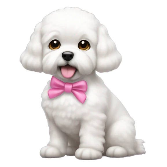 White buchón frise dog with little pink bow sticker