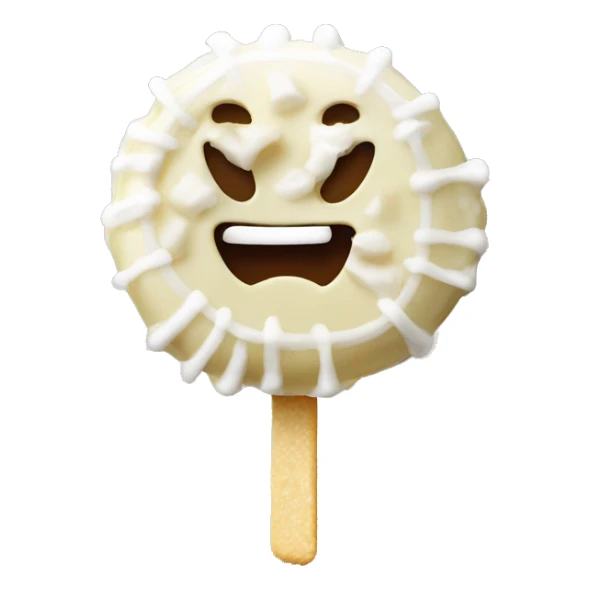 Candy topped with white chocolate and coconut sticker