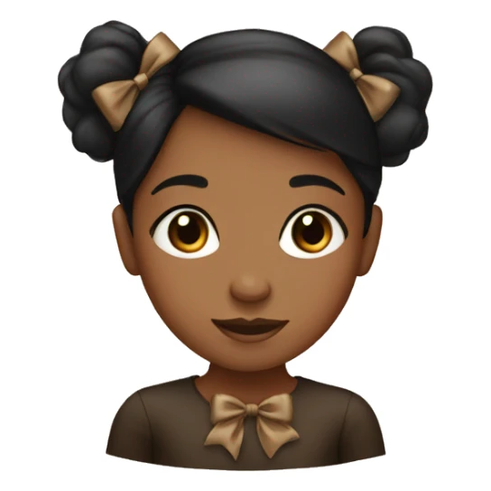 black hair girl with brwon bow  sticker