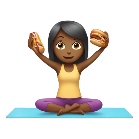 girl doing yoga eating hotdog sticker