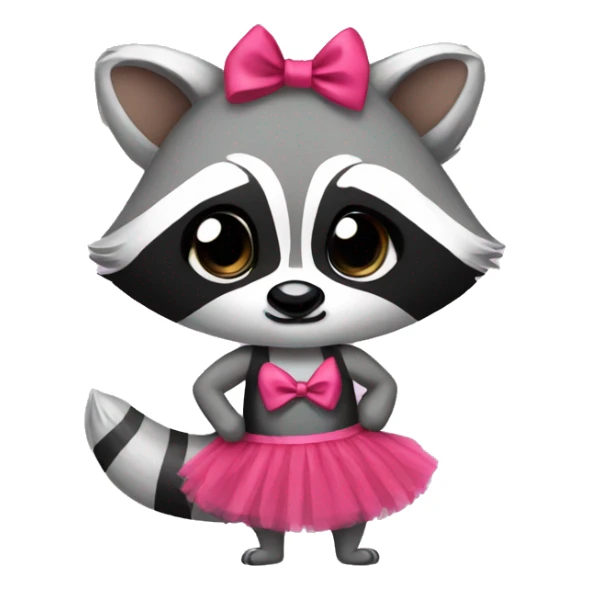 raccoon with a bow and in tutu sticker
