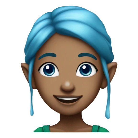 Elf blue skinned girl with blue hair with a fun expression  sticker