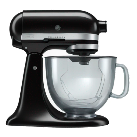 Black Stand mixer with clear glass bowl sticker