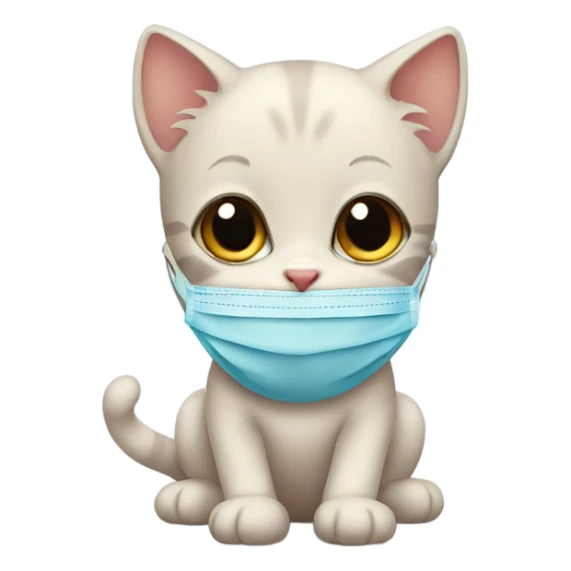 baby cat with covid mask sticker