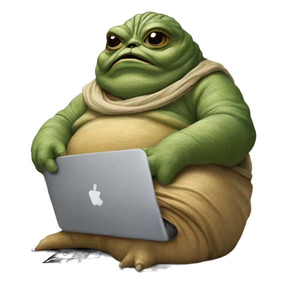 Jabba the Hutt from Star Wars with a laptop sticker
