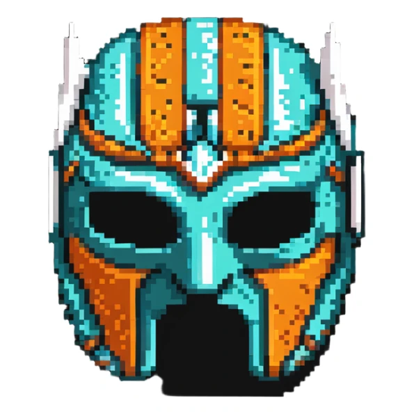 teal and orange luchador mask sticker
