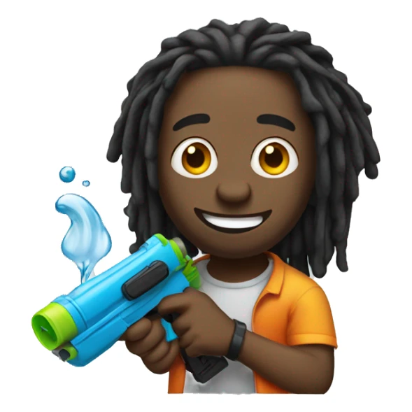 goofy  black guy with dreads and water gun sticker