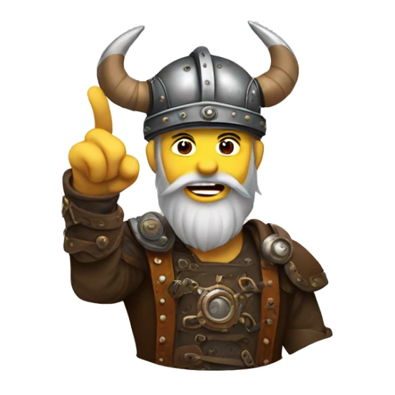 Waving Viking Emoji in Steampunk Style sticker