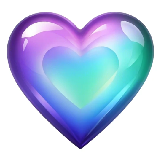 Gradient iridescent purple indigo blue cyan green crystal heart sticker