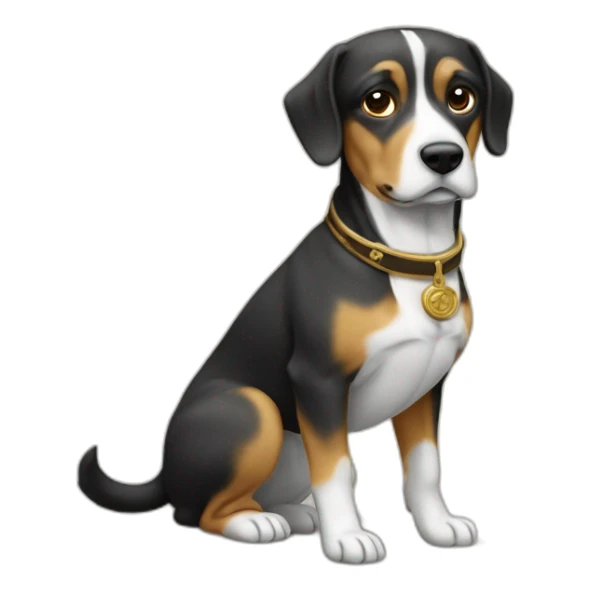 un chien quimonte sur uneile deserte et la domine avec napoleon sticker