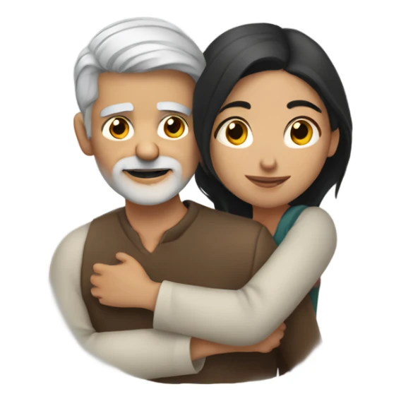 Gray haired man hugs dark haired Mexican girl sticker