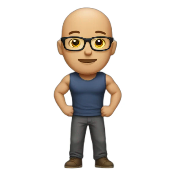 bald geek with muscular body sticker