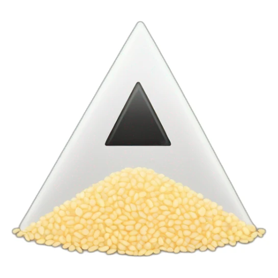 Grain of rice with a black equilateral triangle sticker
