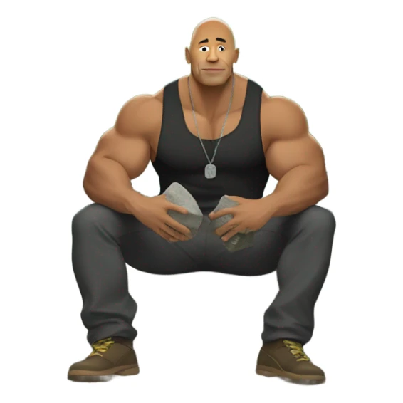 The rock sitting on a rock holding a rock with rock men beside him sticker