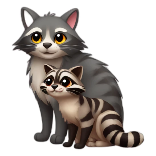 Cat and raccoon love sticker