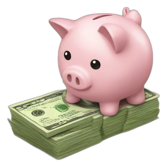 piggybank sitting on money  sticker