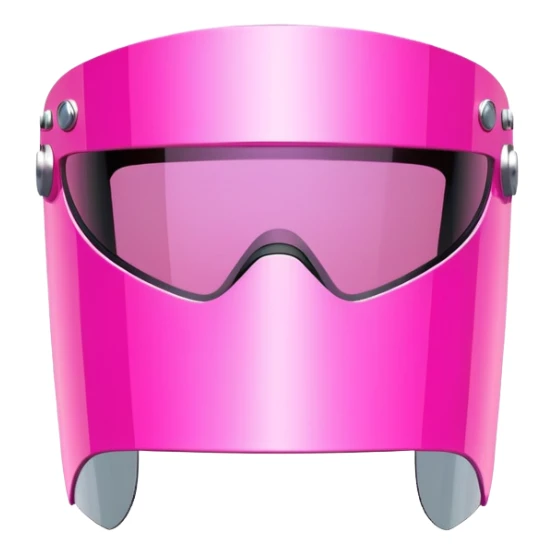 oversized frameless pink shield visor, futuristic Y2K style, wrap-around one-piece lens sticker