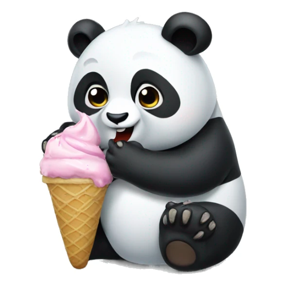 Panda eating ice cream sticker