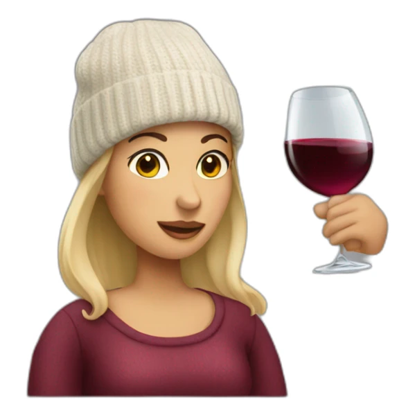 Woman with a beannie drinking wine sticker