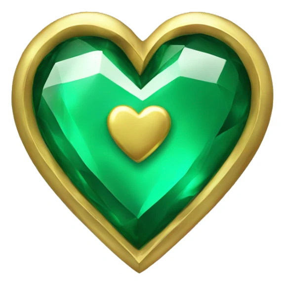 gold emerald glass heart sticker