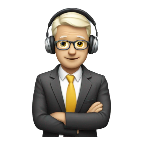 White gentleman with a laptop and headphones  sticker