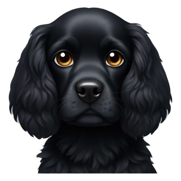 Small completely black spaniel with black fur on his whole face and white fur only on his chest sticker