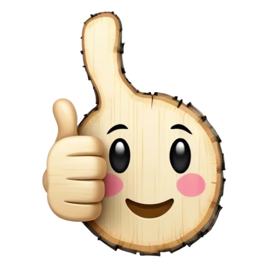 thumbs up emoji made of white birch with. black marks sticker