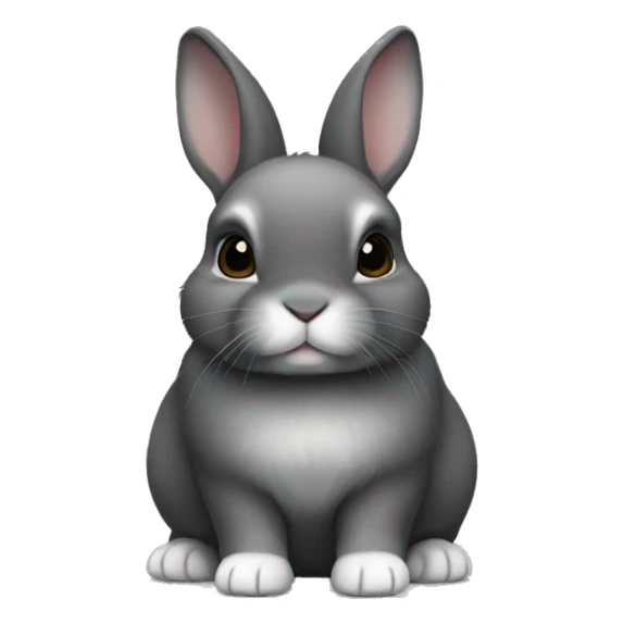 netherland dwarf bunny with dark gray fur with white on the belly, toes, and chin sticker