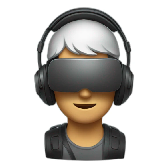 man wearing futuristic headphone and vr boc sticker