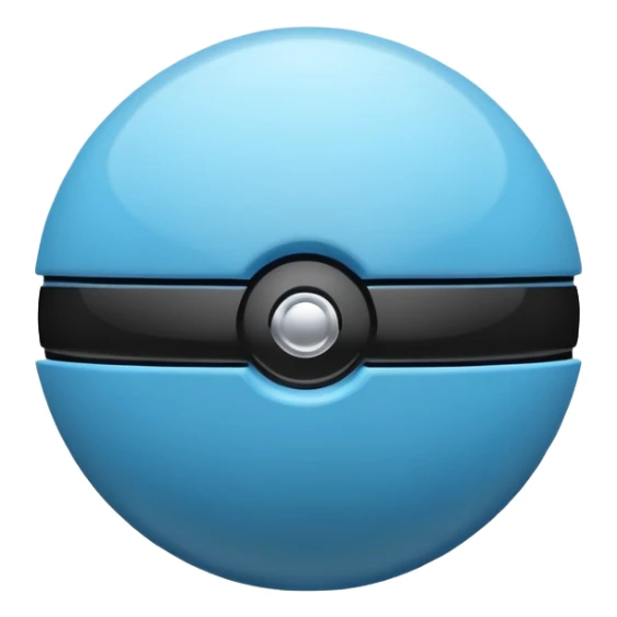 vibrant blue pokeball emoji with a black stripe and highlights, top half vibrant blue, bottom half white sticker