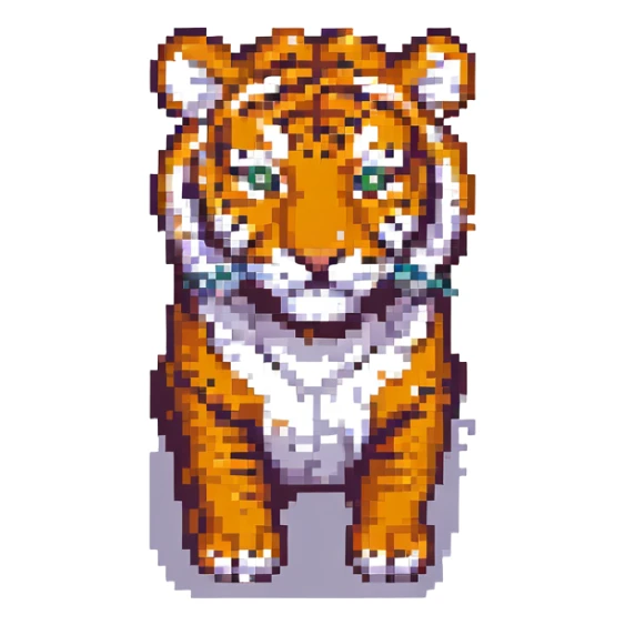 Add a pixel art jungle background while keeping the tiger as the main focus. sticker